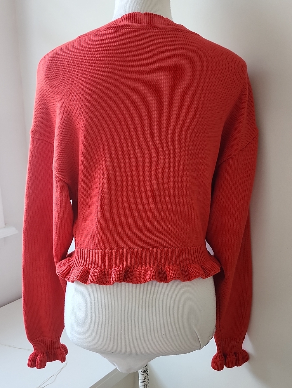 Tularosa Jovien Rosette Red cardigan Cotton Blend Small Revolve - Picture 3 of 7